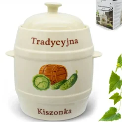 Beczka kamionkowa 3 litry hermetyczna do kiszenia ogórków kapusty kremowa słoje Bella Fiore Tragar