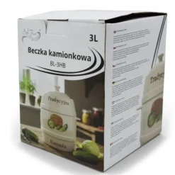 Beczka kamionkowa 3 litry hermetyczna do kiszenia ogórków kapusty kremowa słoje Bella Fiore Tragar