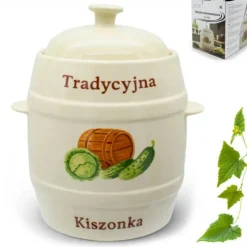 Beczka kamionkowa 4 litry hermetyczna do kiszenia ogórków kapusty kremowa słoje Bella Fiore Tragar