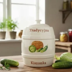 Beczka kamionkowa 4 litry hermetyczna do kiszenia ogórków kapusty kremowa słoje Bella Fiore Tragar