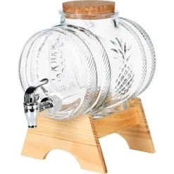 Beczka szklana słój z kranikiem 3 L ze stojakiem do whisky lemoniady napojów wody Vilde
