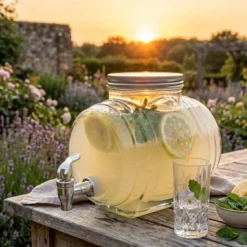 Beczka szklana słój z kranikiem 3 L antałek do whisky lemoniady napojów wody Tragar