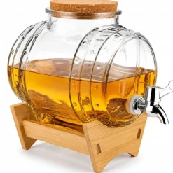 Beczka szklana słój z kranikiem 3 L antałek do whisky lemoniady napojów wody Kamille