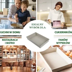 Blacha prostokątna forma beżowa do pieczenia 36,5x24x6 cm z stali węglowej i powłoki nieprzywierającej Kinghoff