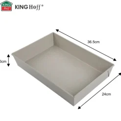 Blacha prostokątna forma beżowa do pieczenia 36,5x24x6 cm z stali węglowej i powłoki nieprzywierającej Kinghoff