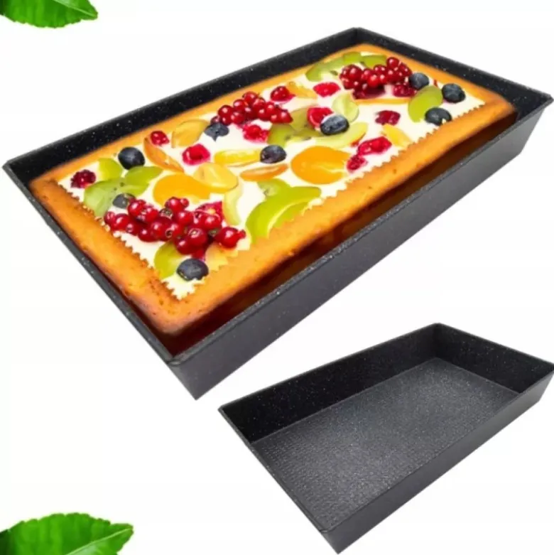 Blacha prostokątna forma do pieczenia 39,5x23,5 cm z stali węglowej i powłoki nieprzywierającej Tragar