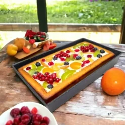 Blacha prostokątna forma do pieczenia 39,5x23,5 cm z stali węglowej i powłoki nieprzywierającej Tragar