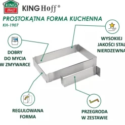 Blacha prostokątna forma regulowana do pieczenia z stali nierdzewnej Kinghoff