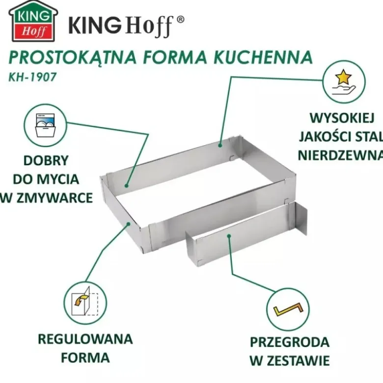 Blacha prostokątna forma regulowana do pieczenia z stali nierdzewnej Kinghoff
