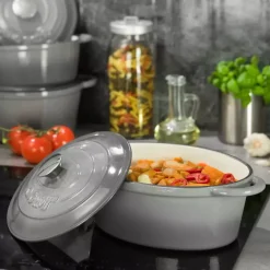 Brytfanka żeliwna 4.5 l garnek emaliowany szary Kinghoff KH-1522 ciężki na indukcję