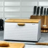 Chlebak z deską Klausberg KB 7468 metalowy pojemnik na pieczywo biały