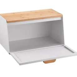 Chlebak z deską Klausberg KB 7468 metalowy pojemnik na pieczywo biały