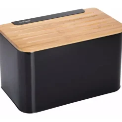 Chlebak z deską metalowy KingHoff KH 1071 czarny chlebaki pojemnik na pieczywo