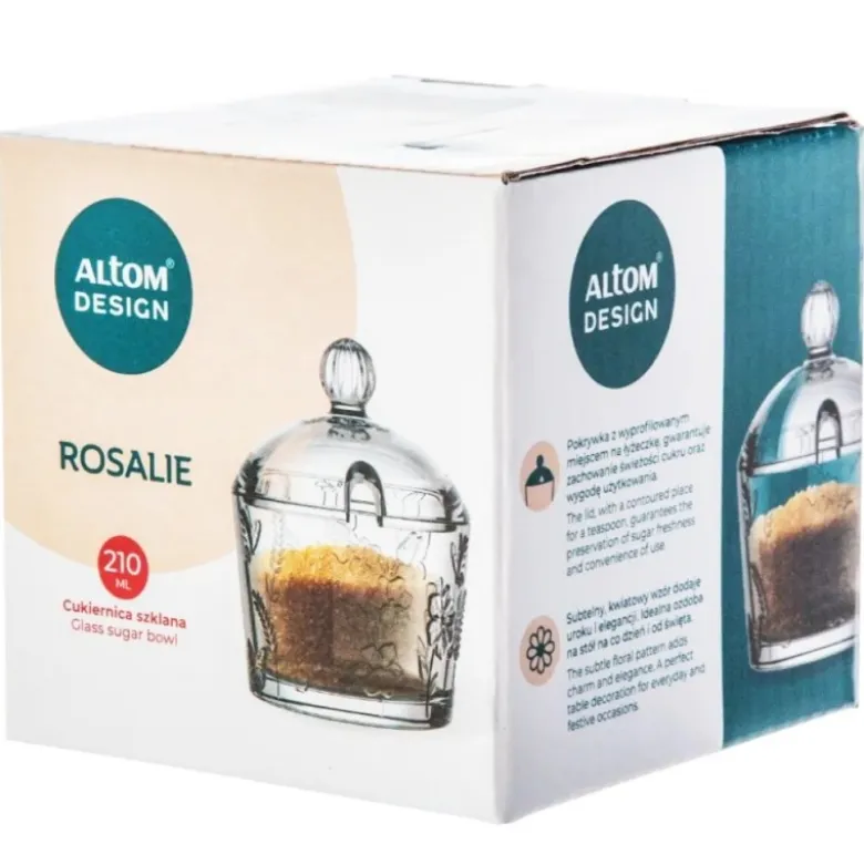 Cukiernica szklana 200 ml Altom Rosalie kwiatowy wzór