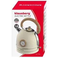 Czajnik elektryczny stalowy 1.8L kremowy z termometrem 2200W Klausberg KB7906