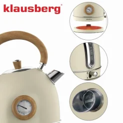 Czajnik elektryczny stalowy 1.8L kremowy z termometrem 2200W Klausberg KB7906