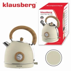 Czajnik elektryczny stalowy 1.8L kremowy z termometrem 2200W Klausberg KB7906
