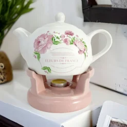 Czajnik 1L Dzbanek z podgrzewaczem zestaw Imbryk Flowers BL-T-39 Tragar