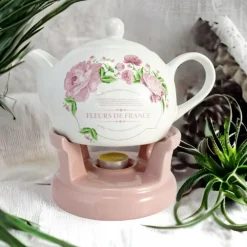 Czajnik 1L Dzbanek z podgrzewaczem zestaw Imbryk Flowers BL-T-39 Tragar