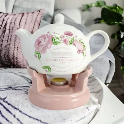 Czajnik 1L Dzbanek z podgrzewaczem zestaw Imbryk Flowers BL-T-39 Tragar