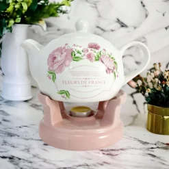 Czajnik 1L Dzbanek z podgrzewaczem zestaw Imbryk Flowers BL-T-39 Tragar