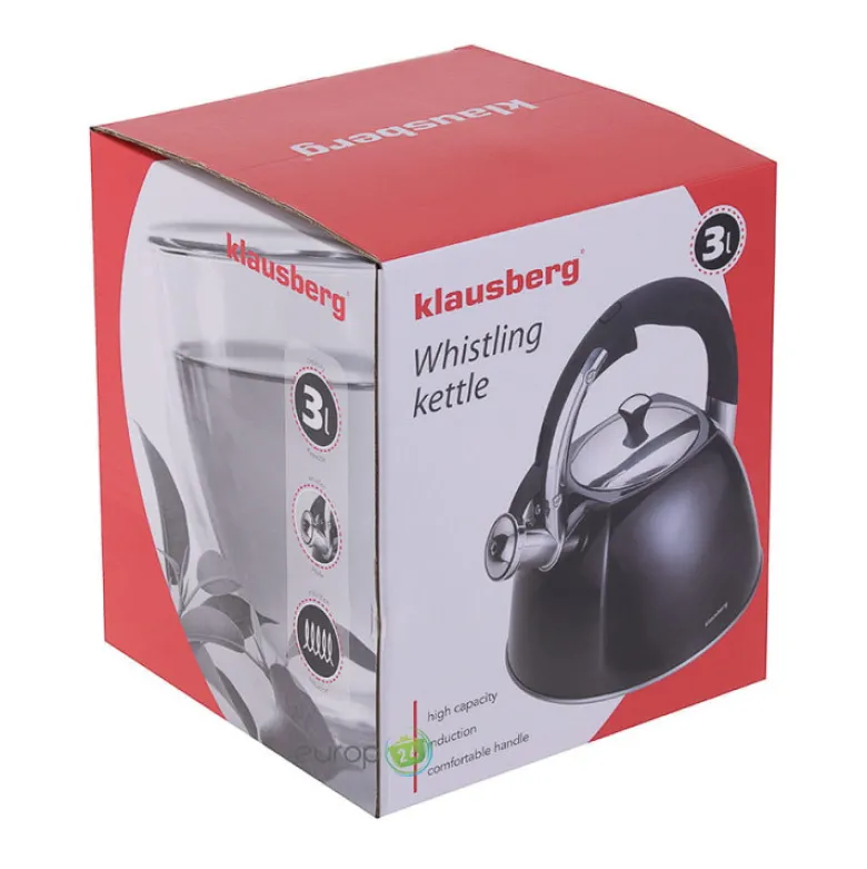 Czajnik Stalowy Klausberg KB 7261 z gwizdkiem INDUKCJA 3 Litry
