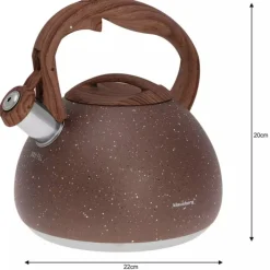 Czajnik stalowy z gwizdkiem 2.8 L Klausberg KB 7510 indukcyjny brązowy marmurek z drewnianą rączka
