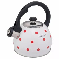 Czajnik tradycyjny emaliowany 2 L KINGHoff KH 1736 indukcyjny biały w czerwone kropki