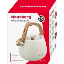 Czajnik z gwizdkiem tradycyjny stalowy 2.5L gaz indukcja beżowy matowy Klausberg