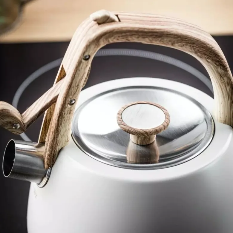 Czajnik z gwizdkiem tradycyjny stalowy 2.5L gaz indukcja beżowy matowy Klausberg