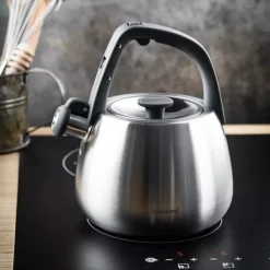 Czajnik z gwizdkiem tradycyjny stalowy 2.5L gaz indukcja srebrny szczotkowany Klausberg