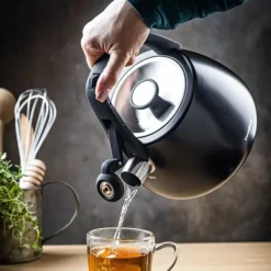 Czajnik z gwizdkiem tradycyjny stalowy 2.5L gaz indukcja czarny matowy Klausberg