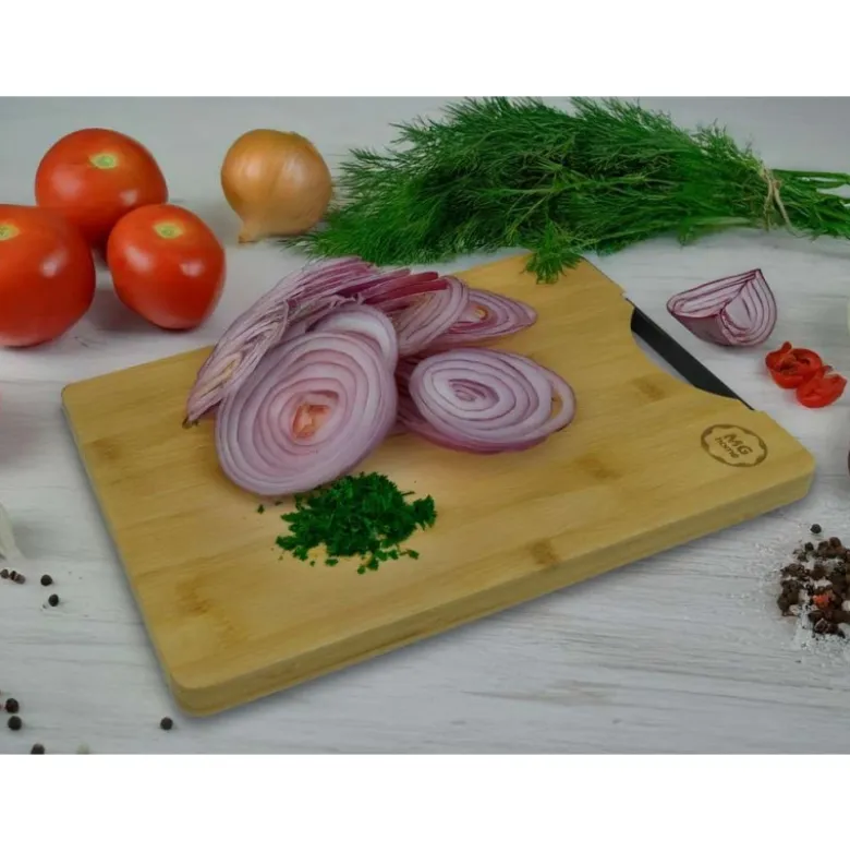 Deski do krojenia zestaw 3 sztuki prostokątne 24/30/40 cm MG Home drewniane kuchenna z czarnym uchwytem