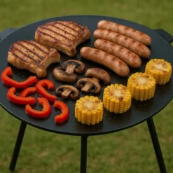 Duża płyta żeliwna okrągła 45cm ruszt na grill ognisko patelnia wok żeliwny