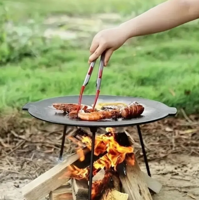 Duża płyta żeliwna okrągła 45cm ruszt na grill ognisko patelnia wok żeliwny