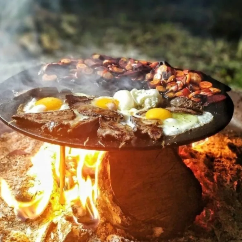 Duża płyta żeliwna okrągła 45cm ruszt na grill ognisko patelnia wok żeliwny