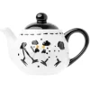 Dzbanek porcelanowy biały z wzorem w czarne kury imbryk do zaparzania herbaty 510ml Odelo