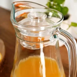 Dzbanek szklany 1400 ml z pokrywką gładki uniwersalny do lemoniady soku i kompotu Vilde