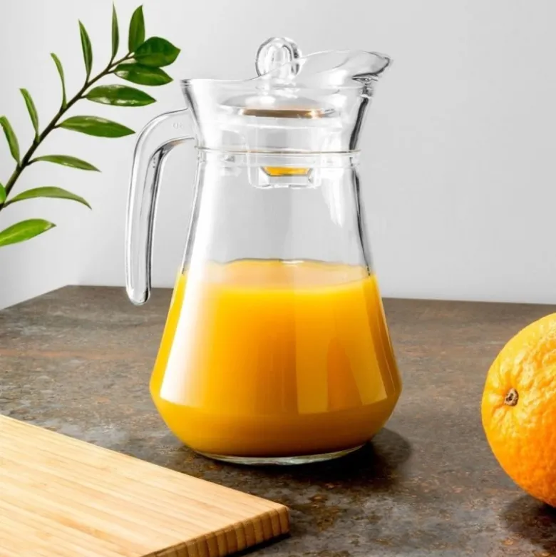 Dzbanek szklany 1400 ml z pokrywką gładki uniwersalny do lemoniady soku i kompotu Vilde