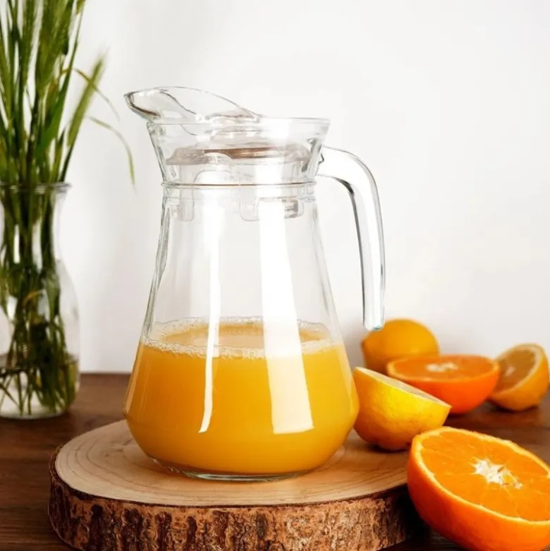 Dzbanek szklany 1400 ml z pokrywką gładki uniwersalny do lemoniady soku i kompotu Vilde
