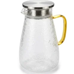 Dzbanek szklany 1500 ml z pokrywką i sitkiem uniwersalny do lemoniady soku i kompotu Tragar