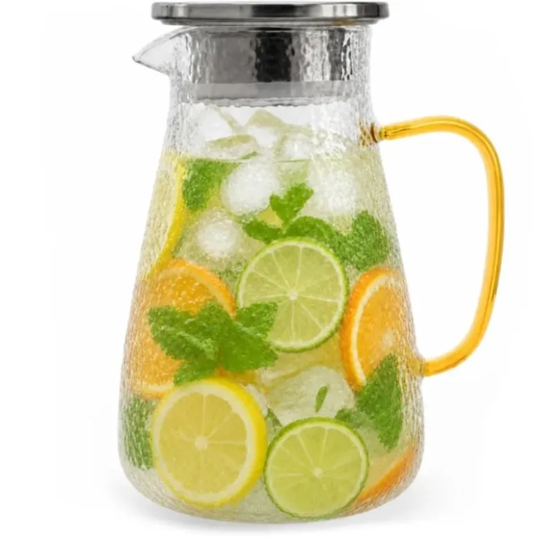 Dzbanek szklany 1500 ml z pokrywką i sitkiem uniwersalny do lemoniady soku i kompotu Tragar