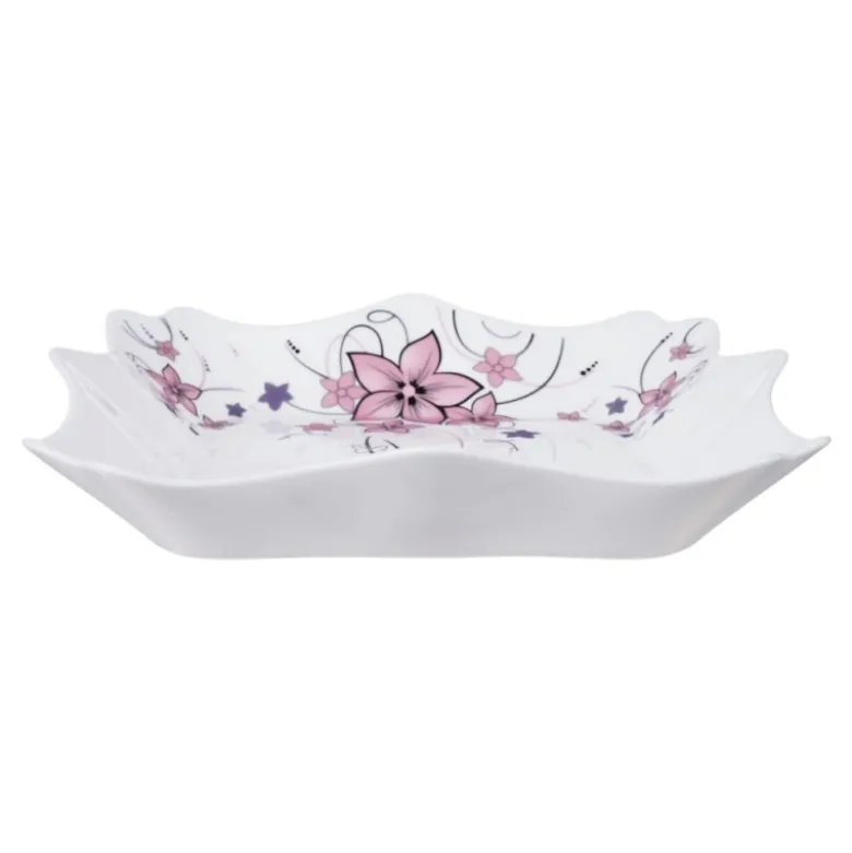 Elegancki zestaw obiadowo-kawowy 58 el. GierekHoff czarno-biały w kwiatowy wzór K-15009-4