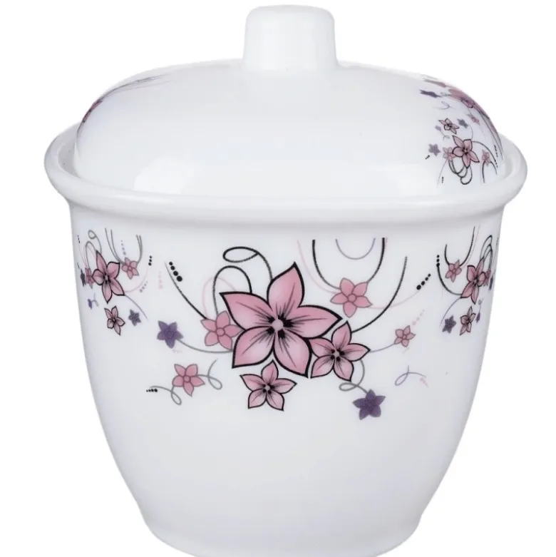 Elegancki zestaw obiadowo-kawowy 58 el. GierekHoff czarno-biały w kwiatowy wzór K-15009-4
