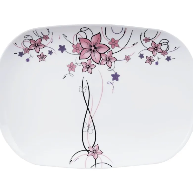 Elegancki zestaw obiadowo-kawowy 58 el. GierekHoff czarno-biały w kwiatowy wzór K-15009-4