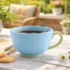 Filiżanka ceramiczna 350 ml Altom Kwiat jumbo do kawy herbaty błękitna