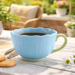 Filiżanka ceramiczna 350 ml Altom Kwiat jumbo do kawy herbaty błękitna