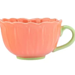 Filiżanka ceramiczna 350 ml Altom Kwiat jumbo do kawy herbaty koralowa