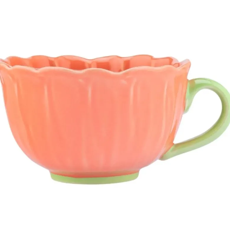 Filiżanka ceramiczna 350 ml Altom Kwiat jumbo do kawy herbaty koralowa