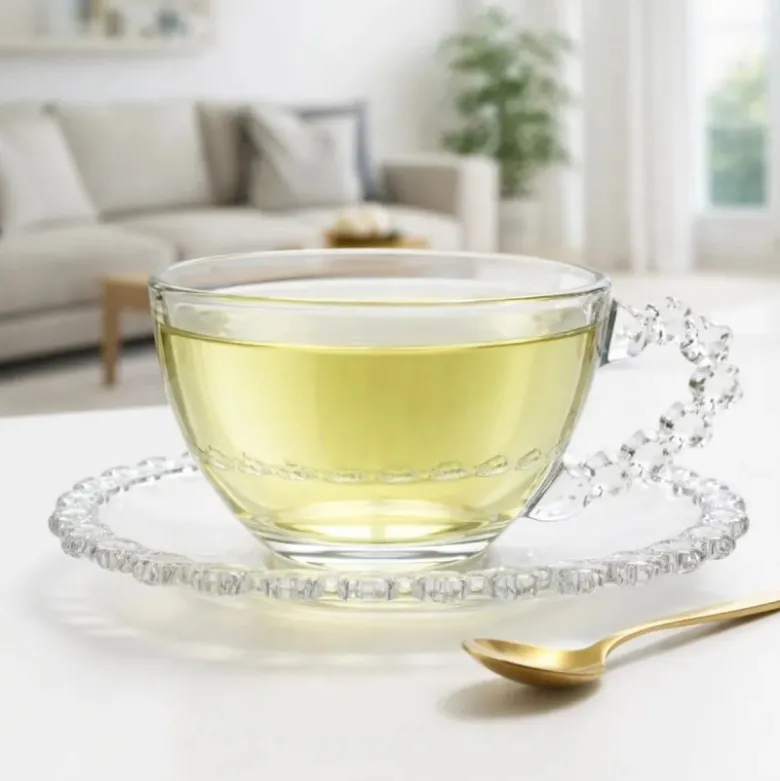 Filiżanka ze spodkiem do kawy i herbaty 200 ml szklana Altom Design Bloom